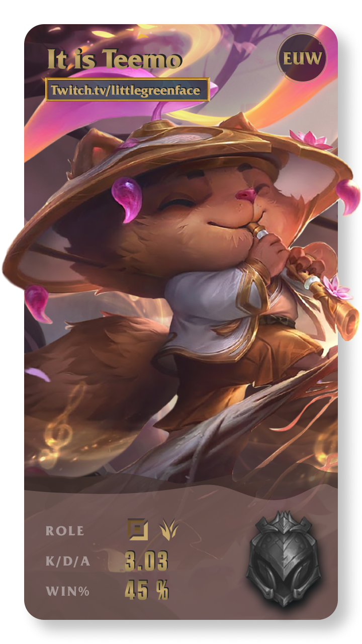 It is Teemo League of Legends Gamecard